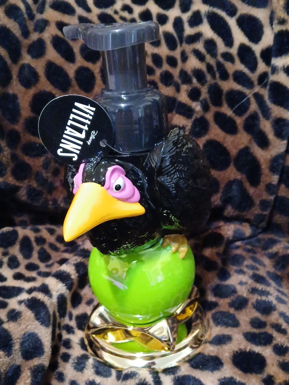 B&BW Disney Black Bird Soap Dispenser with Yellow Beak and Pink Eye Accents